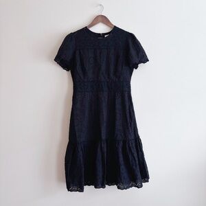 by TiMo Black Eyelet Tiered Shift Dress Medium NEW NWT Romantic Feminine